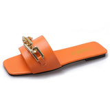 Zingj Large Sandals And Slippers For Women In Summer 2023 The New One-Shaped Metal Chain Is