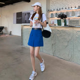 Shorts Summer Korean Style Simple Belt Trendy Spring Workwear Thin A-line Culottes Short Woman Basic Candy Snack