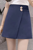 Women Solid Button Simple Summer Chiffon Lightweight Office Lady Mini Skirt All-match Slim Korean Style Fashion