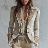 Dress 2025 New Women's Suit And Collar Temperament British Style Double Buckle Body Gold Velvet