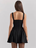 Solid Strap Flare Mini Dress- Outfit