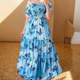 Autumn New Women's Design Feel A Word Of Fashion Broken Flower Shoulder Dress Women