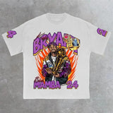 Men's T-Shirt 2024 Basketball Shirt Sports Style Short-Sleeved Cotton Print Loose T-Shirt Street Hip-Hop Blouse Short