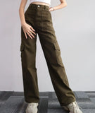Three-dimensional Pocket Trousers Tight Waist