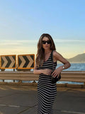 Zingj Vest New Style Bump Color Beach Vacation Sexy Knit Striped