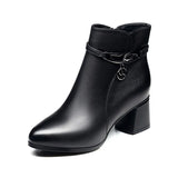 Zingj Heel Short Boots Women's Boots Winter 2023 New Medium-Heel Pointed Martin Boots Women's Thick Heel And Down Cotton Shoes Single