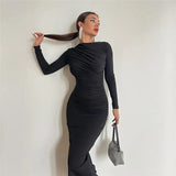 Zingj Autumn And Winter New Women's Fashion Round Collar Long Sleeve Slim Hip Pure