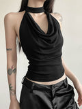 Color Simple Casual All-match Cool Confident Sexy Beautiful High Street Summer Travel Women's Thin Halter