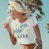 Zingj Summer Women's Ins Slim Letter Print Round Collar Short T-Shirt