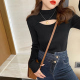 Zingj Turtleneck Sweater Female Qiu Dong New Style In The Sexy Chest Hollow Out Versatile Sweater Foreign Style Inside Build Bottom Unlined Upper