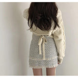Pullovers Women Harajuku Lace Up Sexy V-Neck Simple White Preppy Girls Sweaters Jumpers Elegant Knit Batwing Sleeve