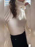 German Velvet High-Necked Bottomed Shirt With Autumn And Winter Velvet Thickened White Polished Wool Long-Sleeved