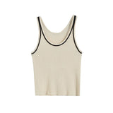 Basic Round Collar Sling Sleeveless Knitted T-Shirt In