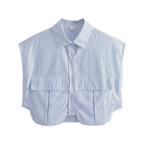 Color Y2K Women's Big Pocket Splicing Irregular Cardigan Polo Collar Shirt Top
