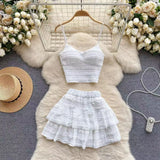 White Sling With Breast Vest Body Bm Half-Dress Short Skirt Two Sets With Short Top