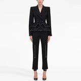 Star Fashion New Zipper Lotus Side Blazer Small Foot Trousers Set Two