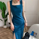 Women Fashion Backless Sexy Tank Midi Dresses Sleeveless Clothes Lady Casual Robe