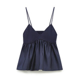 Early Spring, The New Stitching Knitted Solid Color Stretch Strap Top