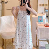 Women Summer Floral Mini V-neck Sleeveless Elegant Sleepwear Homewear Soft Sweet Lovely Ulzzang Design Ladies