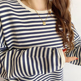 Version Hoodie Women's Spring And Autumn Thin Style 2023 Spring New Striped Oversize Loose Long-Sleeved Women's