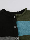 Color Block Striped Long Sleeve Bolero Cardigan-Outfit