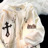 Zingj Women Vintage Gothic Streetwear Embroidery Harajuku Hoodies Hip Hop Jacket Zip Up Hoodie Grunge Sweatshirt Winter Tops 2023 211-0-Outfit