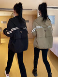 European Goods Burst Coat Female 2024 Autumn New Korean Version Splicing Storm Jacket Loose Fashion Foreign Style Hooded Jacket-Outfit