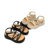 Zingj Celebrity Platform Heighten Cross Belt Roman Shoes Female 2024 New Summer Versatile Casual Fairy Wind Pine Cake