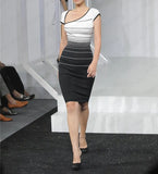 Zingj Korea Dongmen Summer Style Oblique V-Collar Shoulder Horizontal Stripe Knitted Color Dress Knitted Fabric Tight