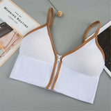 Tube Top Front Zipper Crop Tops Bra Women Camis Sexy Triangle Cup Navel Backless Underwear