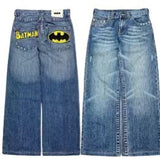 Trend Of Spring And Autumn Street Dark Gotham Haircut Printed Jeans Loose Personality Wide-Legged