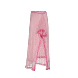 Pink Lace Slit Maxi Skirt- Outfit
