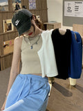 Top Women Solid Basic T-shirts Vest Seamless Streetwear Rib-Knit Sleeveless Casual Tank Tops Female Traf Y2k