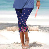 Outerwear Bottoming Slimming Printed Drawstring Cropped