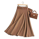 Women's Spring And Autumn Solid Color Casual Bvy Skirt With
