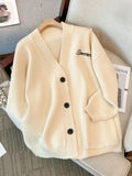 Sweater Coat Female Spring And Autumn Large Size Fat Mm Thin V-Necked Knitted Sweater Advanced Sense College Style Blouse