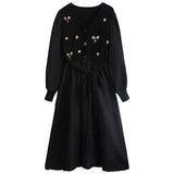 Floral Embroidery Long Dress Women Winter Sweater Bandage Dress Vintage Christmas Evening Party Dress for New Year