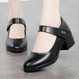 Zingj Shoes Spring / Summer 2023 Breathable Women's Shoes Thick Heel Soft Sole Work Shoes Casual Comfortable Black Medium Heel