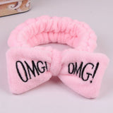 New OMG Letter Coral Fleece Wash Face Bow Hairbands For Women Girls Headbands Headwear Hair Bands Turban Hair