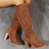 Autumn And Winter New National Wind Large-Size Long-Trace Knight Boots Side Zipper Coarse And High-Heeling Sleeve Fashion Boots