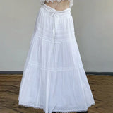Stitching All Kinds Of Thin Rope Tie White Skirt 2023 Temperament Simple Half Skirt In Early