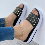 Summer Slope Heel Willow Nail Slippers Women's Flat-Bottomed Fish Mouth Sandals With Large Size