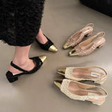 Zingj Thick With Late Night Gentle Baotou Sandals Fairy Shoes 2024 New Spring And Summer Temperament Small Fragrant Wind Single Shoes-Outfit