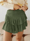 Smock Tiered Ruffle Mini Skirt-Outfit
