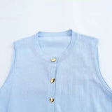 New Simple Round-Neck Knitted Cardigan Vest
