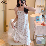 Women Summer Floral Mini V-neck Sleeveless Elegant Sleepwear Homewear Soft Sweet Lovely Ulzzang Design Ladies