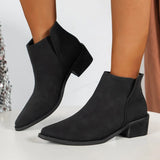 Zingj Ankle Boots Women's Fall / Winter 2023 New British Style Pure Color Pointed Toe With Thick-Heeled Martin