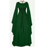 Sleeve Satin Round Neck Irregular Belt Women's Dress Halloween