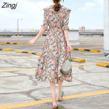 Women Vintage Japanese Style Peter Pan Collar Half Sleeve Rustic Floral Ruffles Summer Fashion Female Chic Casual