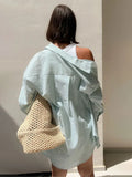 Zingj Shirt 2024 Autumn / Winter New Casual Loose Sugar Macaron Color Medium Long Striped